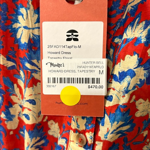 Hunter Bell tapestry Floral Red Howard Blue Dress New $470 M - Picture 3 of 4